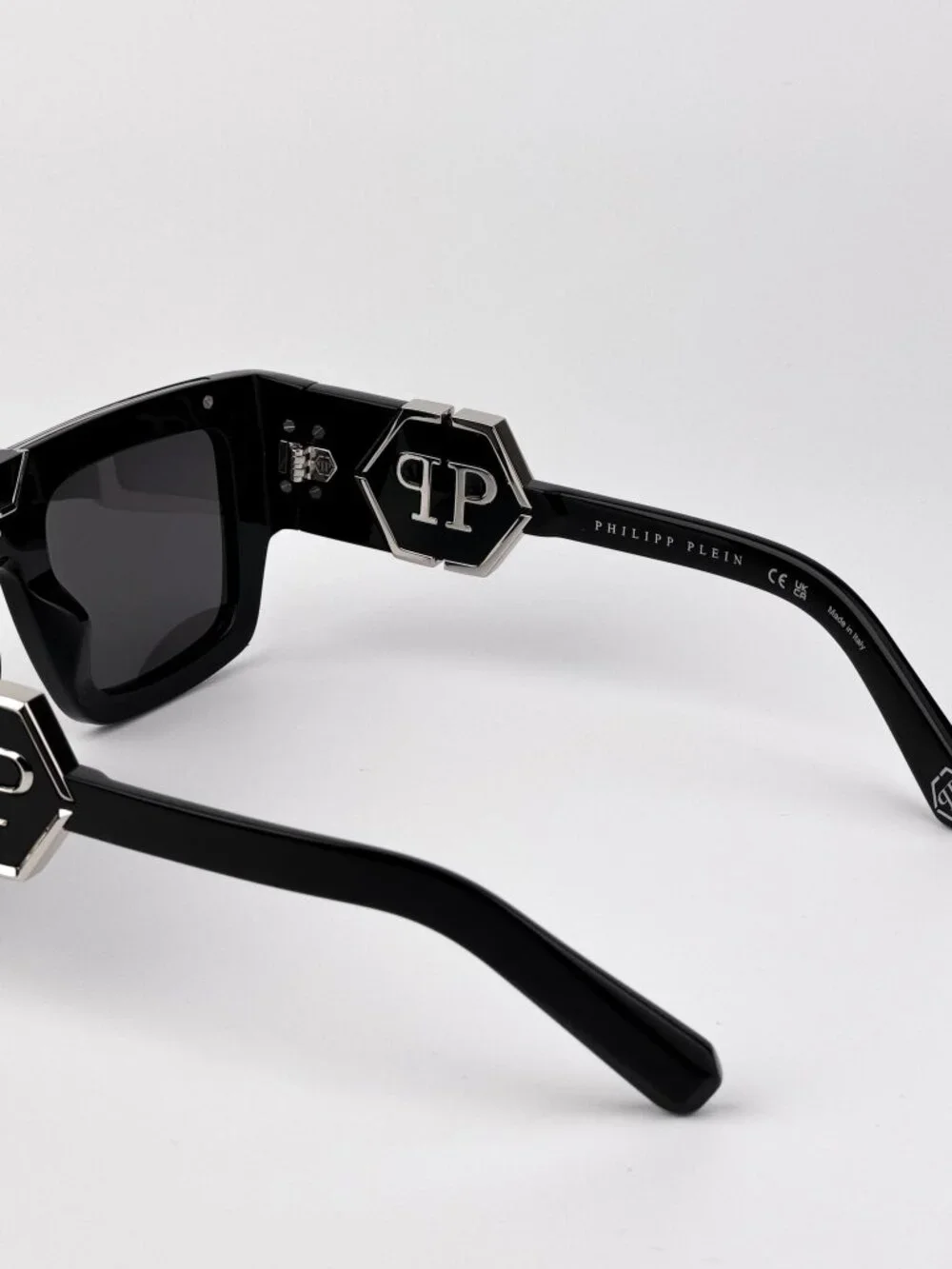 Philipp Plein Men’s Sunglasses Black Square Grey Lenses SPP092M 700Y NEW